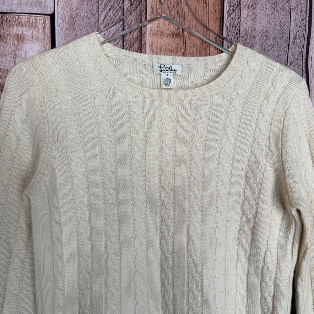 Lilly Pulitzer Sweater Cable Knit Cashmere Preppy Cozy Classic Cottage Small - Picture 3 of 9
